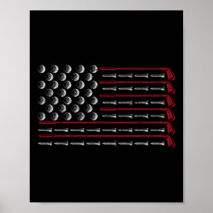Poster Presente Patriótico de Golfista Americano Bandeira