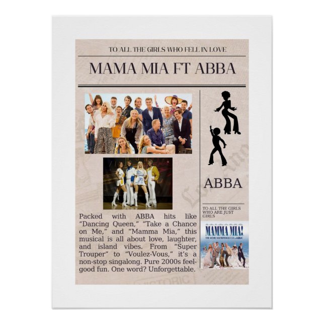 Pôster Presente perfeito para um ABBA e um FAN MIA MAMA (Frente)