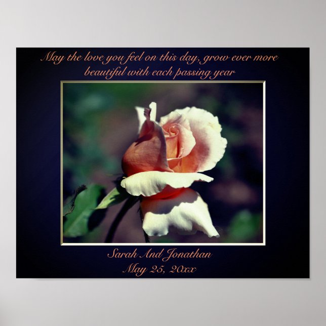 Poster Presente personalizado de casamento Peach Rosebud (Frente)