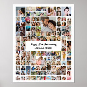 Poster Presente Personalizado de Colagem de 100 Fotos par