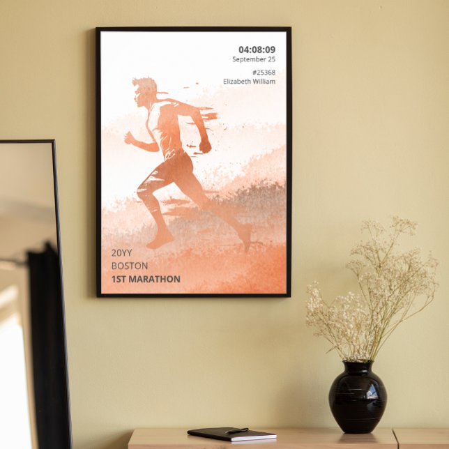 Poster Presente personalizado de corredor de maratona (Personalized Marathon Race Runner Gift Poster)