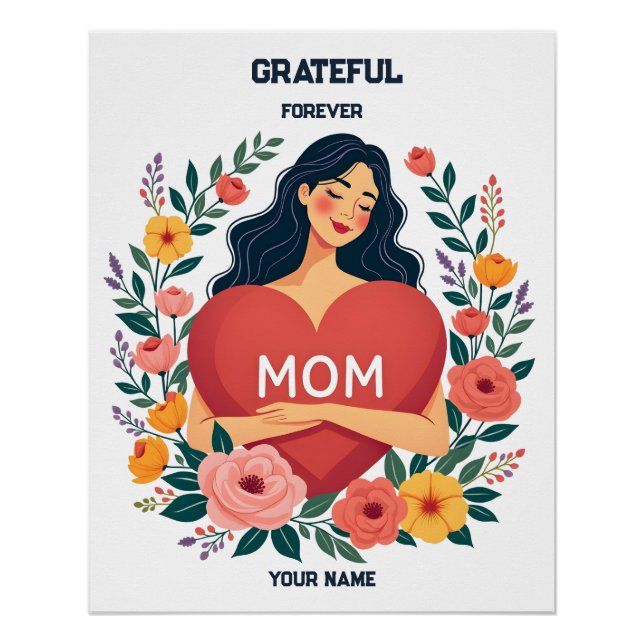Pôster Presente Personalizado para Mamãe | Design com Nom (Frente)