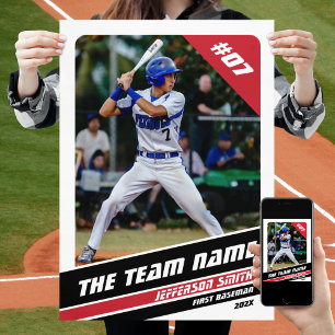 Poster Presente Personalizável para Jogador de Beisebol e