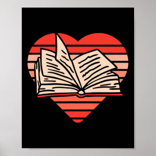 Poster Presente Retro de Amor do Coração de Leitura de Li