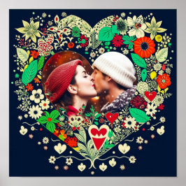 Poster Presente Romântico de Quadro Cardíaco Floral Perso