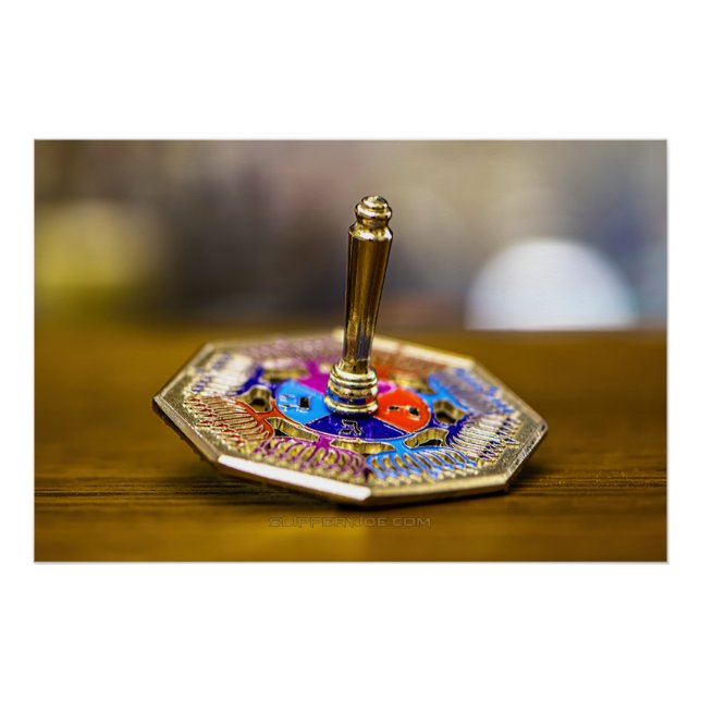 Pôster Presente SlipperyJoe Hanukkah dreidel base octogon (Frente)