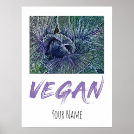 Poster Presente Vegan Red Cabbage Vintage