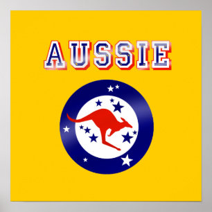Poster Presentes australianos do logotipo do emblema da