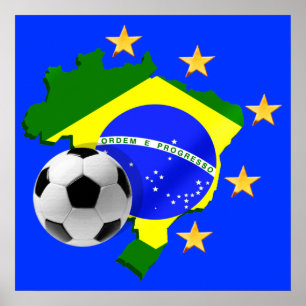 Poster Presentes da bola de futebol das estrelas do mapa
