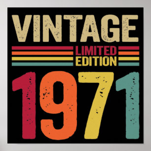 Poster Presentes de 51 anos Vintage 1971 51º presente de