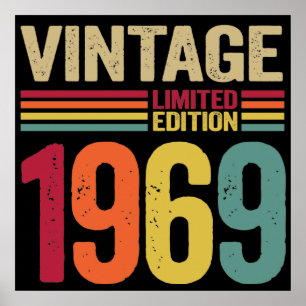 Poster Presentes de 53 anos Vintage 1969 53º presente de