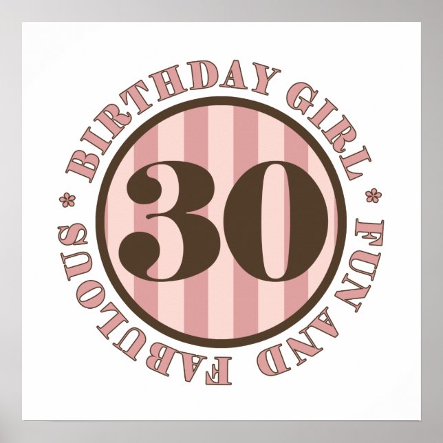 Pôster Presentes de aniversário de 30 anos diversão e fab (Frente)
