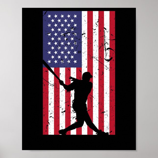 Poster Presentes de Baseball de Bandeira Americana para H (Frente)