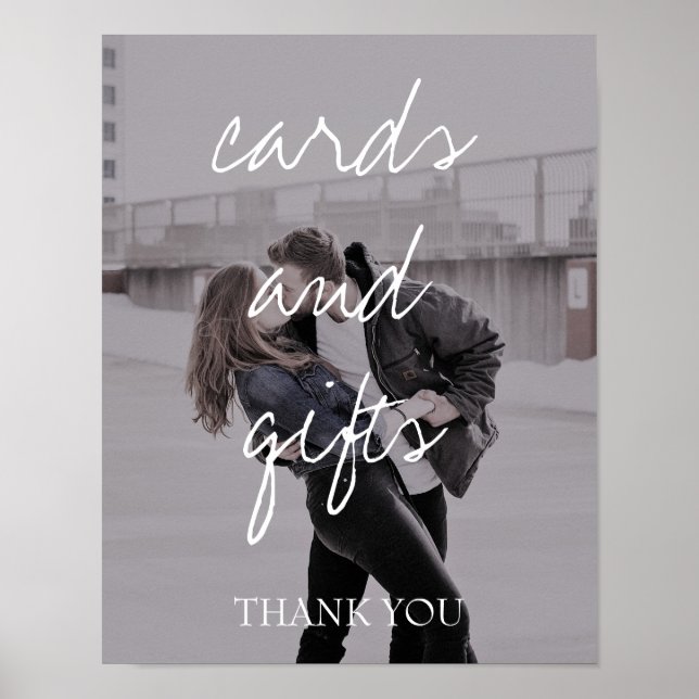 Poster Presentes de Cartões de Caligrafia Branca de Fotog (Frente)