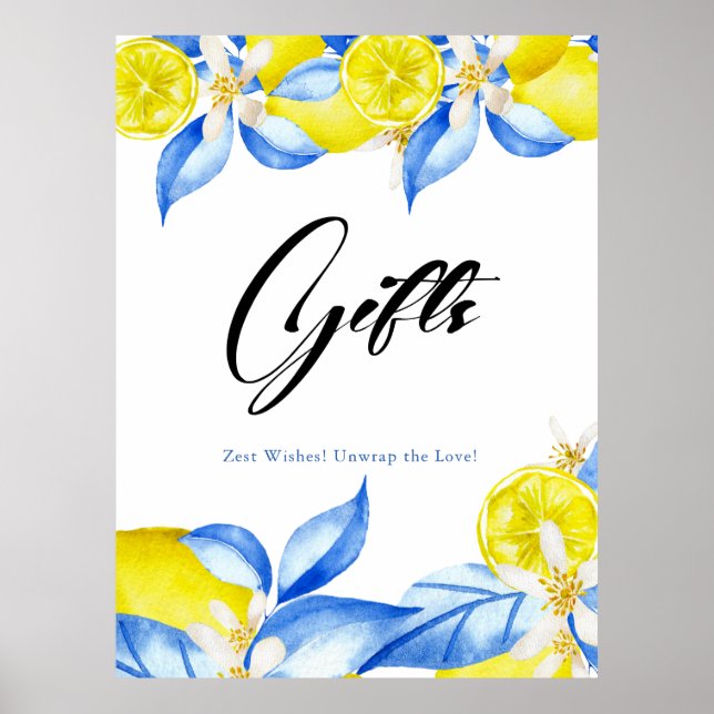Poster Presentes de Chá de Noiva Floral de Limão Italiano (Frente)