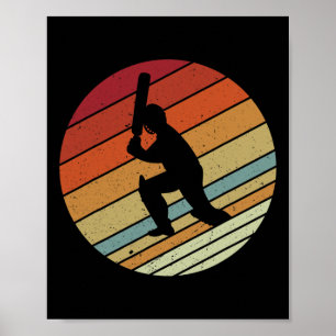 Poster Presentes de críquete esportivo estilo retrô vinta