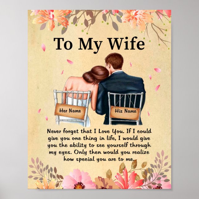 Poster Presentes de Esposa | Carta À Minha Esposa Amor De (Frente)