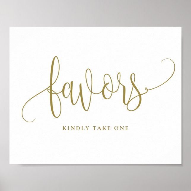 Poster Presentes de Festa de Grafia Bonita Dourada (Frente)