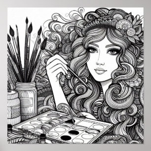 Poster Presentes de Livro de Colorir - Artista Pintor Col