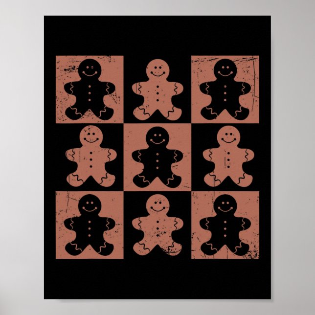 Poster Presentes de Natal Vintage Mulheres Homens Gingerb (Frente)
