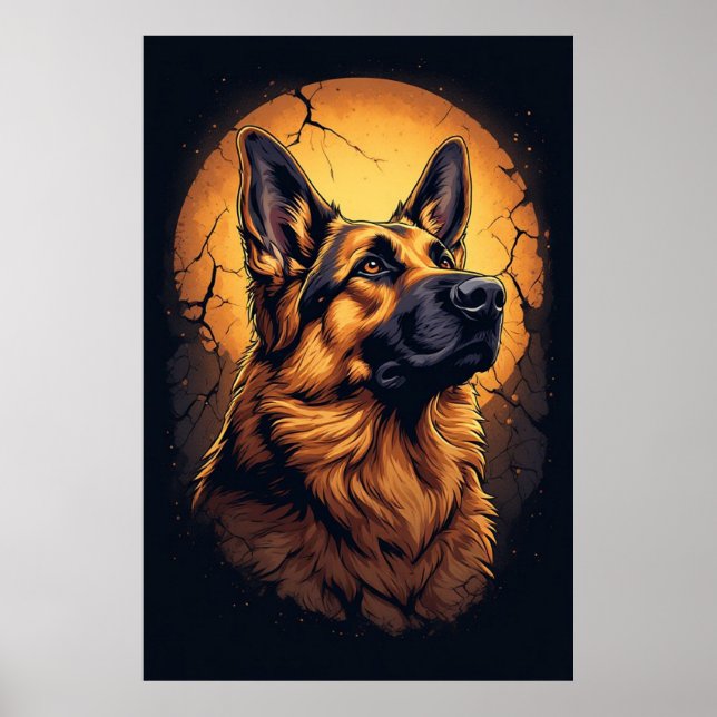 Poster 🐾 Presentes de retrato de cão pastor alemão 🐾 (Frente)