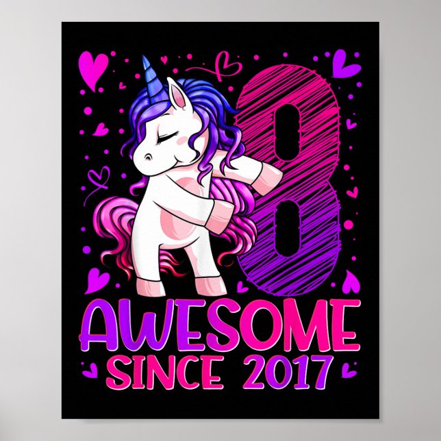 Poster Presentes de Unicórnio de 8 Anos Para Meninas de 8 (Frente)
