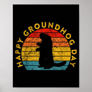 Poster Presentes do pôr do sol do Dia do Groundhog Vintag