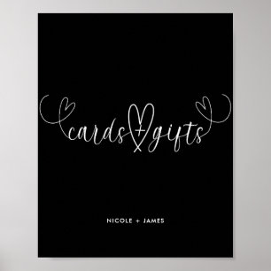 Poster Presentes e Cartões de Casamento Preto e Branco Mo