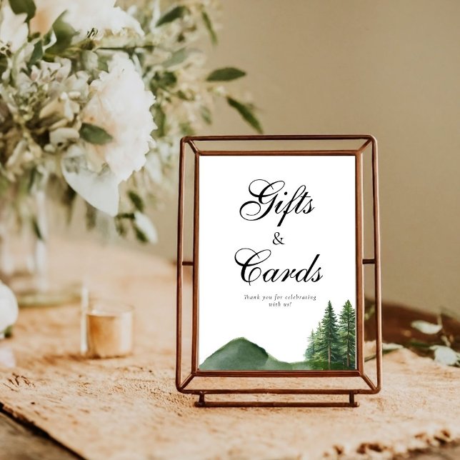 Poster Presentes e Sinal de Cartão Rustic Woodland Mounta (Criador carregado)