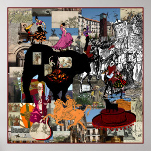 Poster Presentes espanhóis da cultura da colagem da