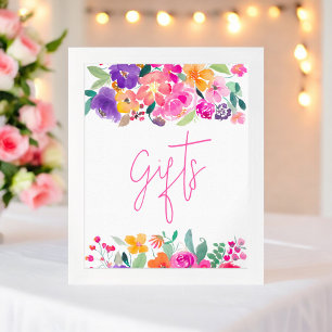 Poster Presentes florais de chá de panela de cor-de-água