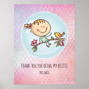 Poster Presentes Kawaii para Amigas Melhores Amigas