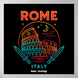Poster Presentes Legais de Roma Itália Coliseu Vintage