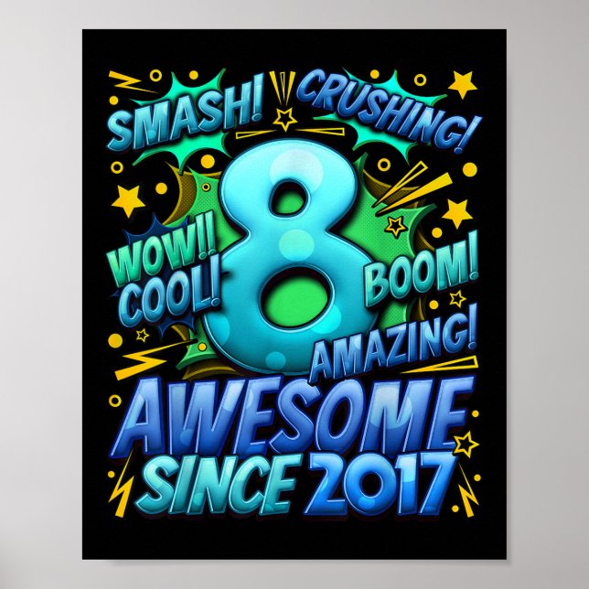 Poster Presentes para meninos de 8 anos de idade para o 8 (Frente)