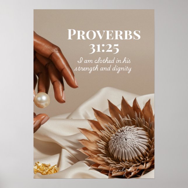 Poster Presentes para Mulher Empoderada Provérbios 31:25 (Frente)