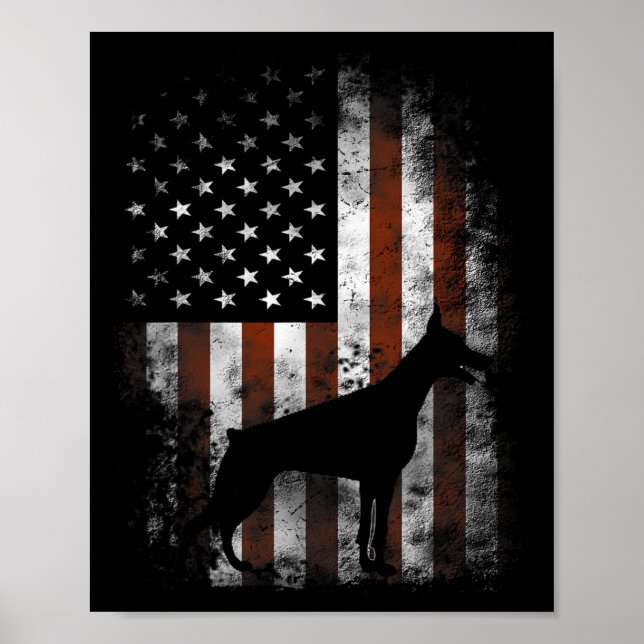 Poster Presentes Patrióticos do Doberman Pinscher America (Frente)