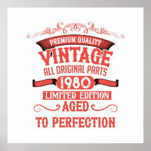 Poster Presentes personalizados de 45 anos vintage vermel