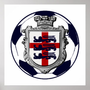 Pôster Presentes reais da bandeira de Inglaterra da bola