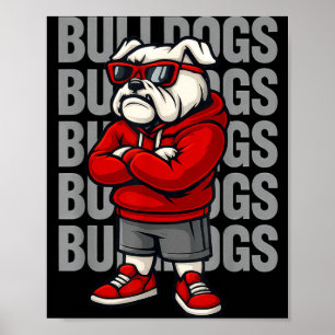 Poster Presentes Retro Bulldogs para Homens Mulheres Meni