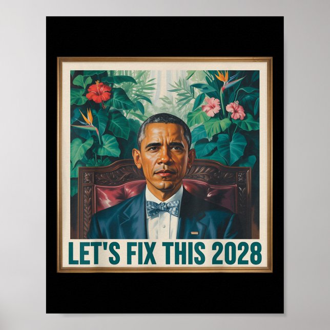 Poster President Barack Obama 2028 Rtrait Patriotic Democ (Frente)