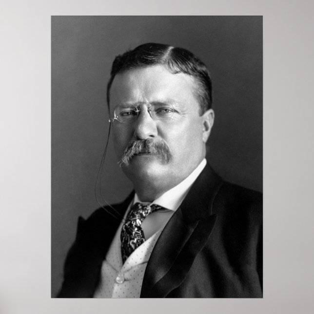Poster President Theodore Roosevelt  Black & White (Frente)