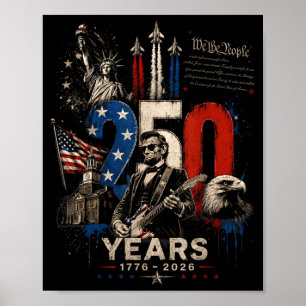 Poster Presidente Abe Lincoln do século XVI tocando violã