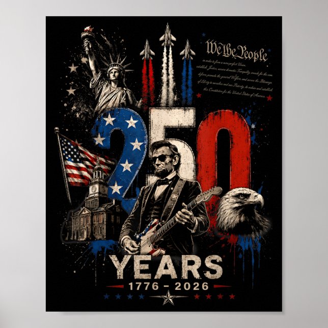 Poster Presidente Abe Lincoln do século XVI tocando violã (Frente)