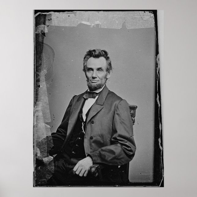 Poster Presidente Abraham Lincoln Retrato de Mathew Brady (Frente)