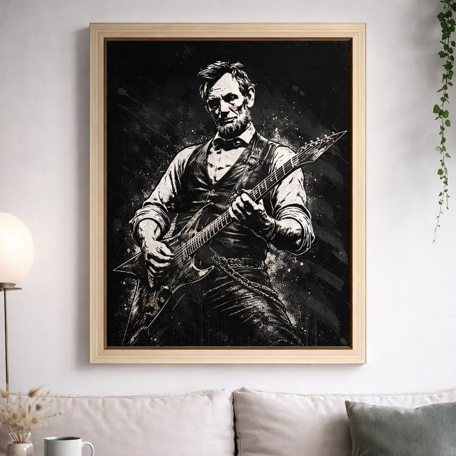 Poster Presidente Abraham Lincoln Tocando Violão (Criador carregado)