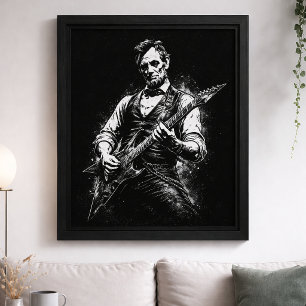 Poster Presidente Abraham Lincoln Tocando Violão
