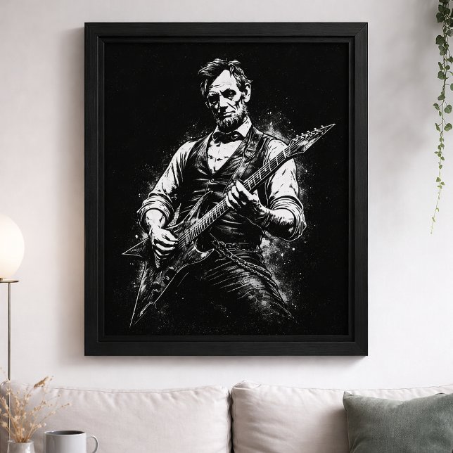 Poster Presidente Abraham Lincoln Tocando Violão (Criador carregado)