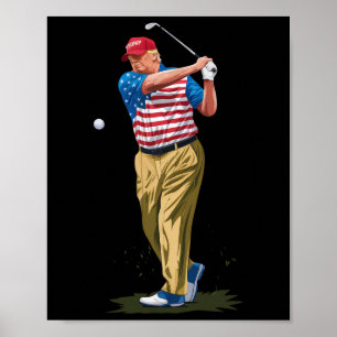 Poster Presidente Donald Trump 2025 Golfe EUA Bandeira Am