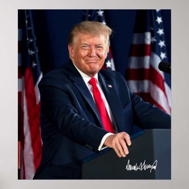 Poster Presidente Donald Trump 4 de julho de 2020 & Sig (Frente)
