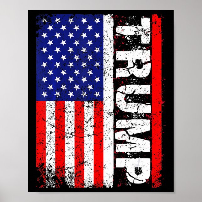 Poster PRESIDENTE Donald Trump Vintage EUA Flag (Frente)